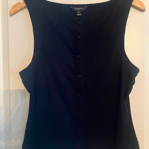 Banana Republic Factory Black Sleeveless Button Tank